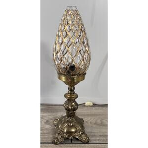 MCM PINEAPPLE Crystal LAMP Hollywood Regency Orante Cast Metal French Boudoir